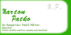 marton patko business card